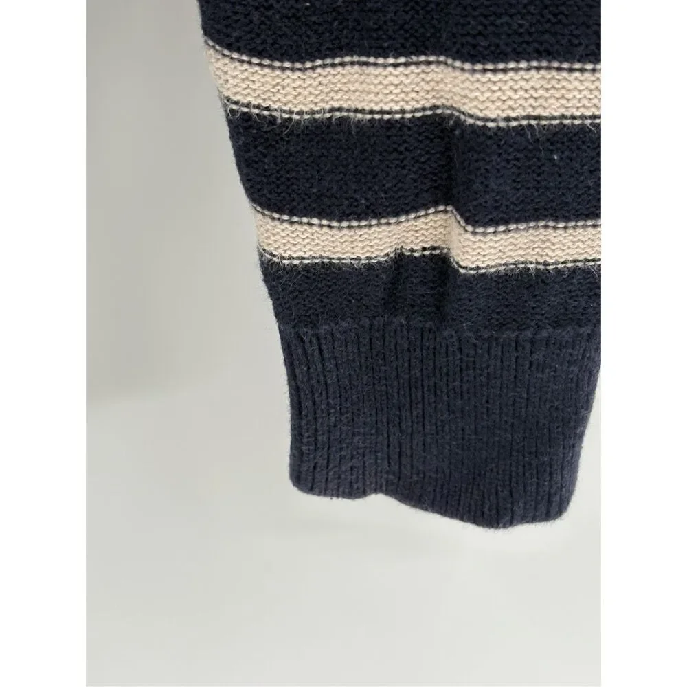 Banana Republic Sweater‎ Shawl Collar Men Medium Navy Blue Striped Long Sleeve